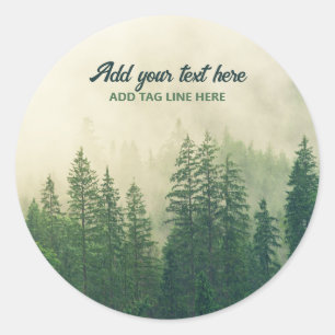 Sticker Rond Arbres de la forêt de pins sur mesure