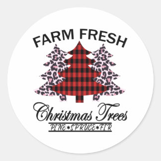 Sticker Rond Arbres de Noël frais de ferme