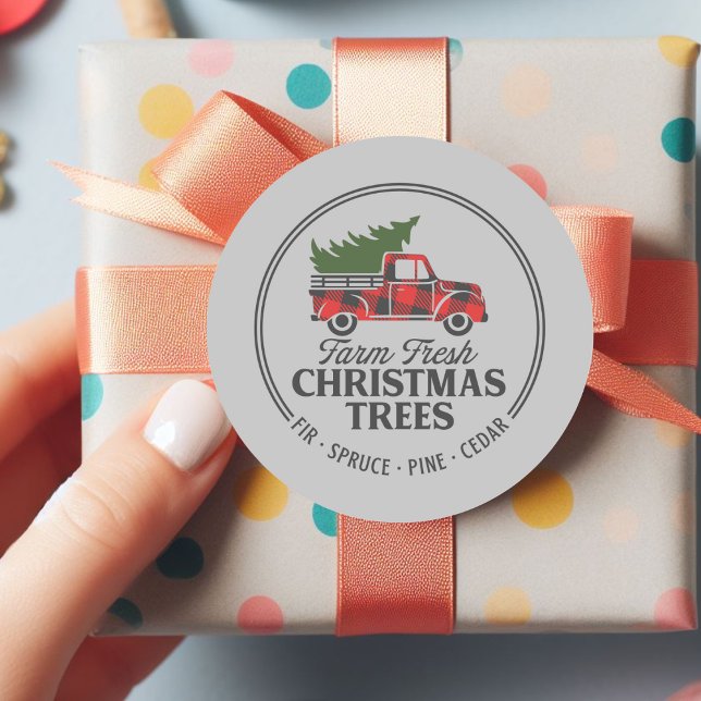 Sticker Rond Arbres de Noël frais de ferme (Créateur téléchargé)