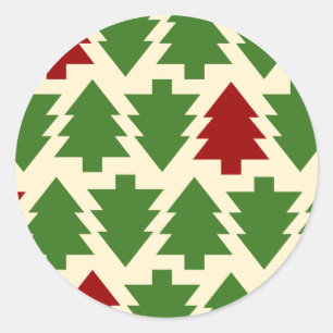 Sticker Rond Arbres de Noël Motif de Fêtes