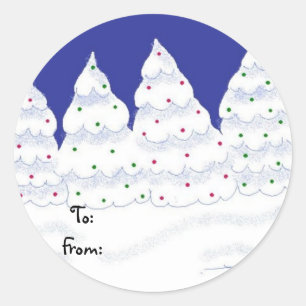 Sticker Rond Arbres enneigés