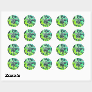 Sticker Rond Arbres et formes minimalistes rétro personnalisés