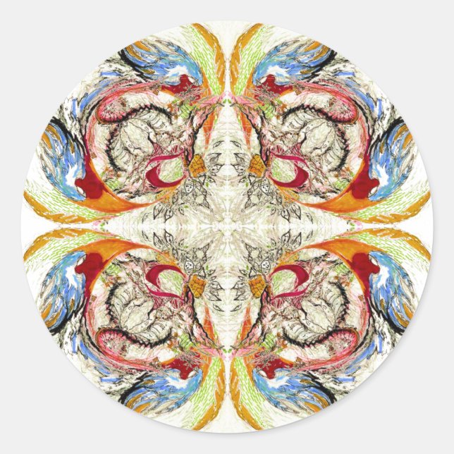 Sticker Rond Arbres et oiseaux imaginaire (Devant)