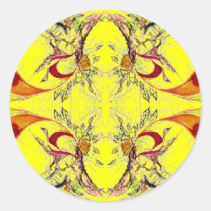 Sticker Rond Arbres et oiseaux imaginaire