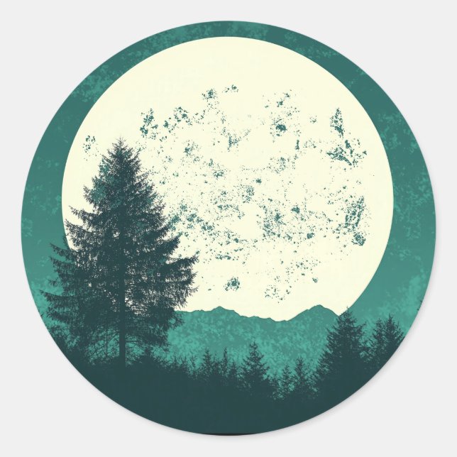 Sticker Rond Arbres Faune Nature Forêt Silhouette (Devant)