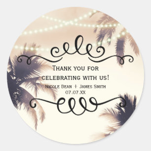 Sticker Rond Arbres Palmiers Tropicaux & Lumières Crème Rêve Fa