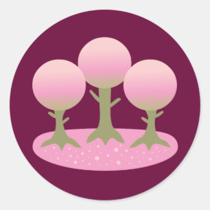 Sticker Rond Arbres ronds en fleurs de cerises