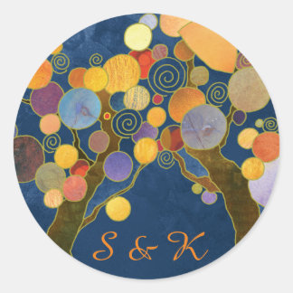 Sticker Rond Arbres uniques Mariage bleu Favoriser