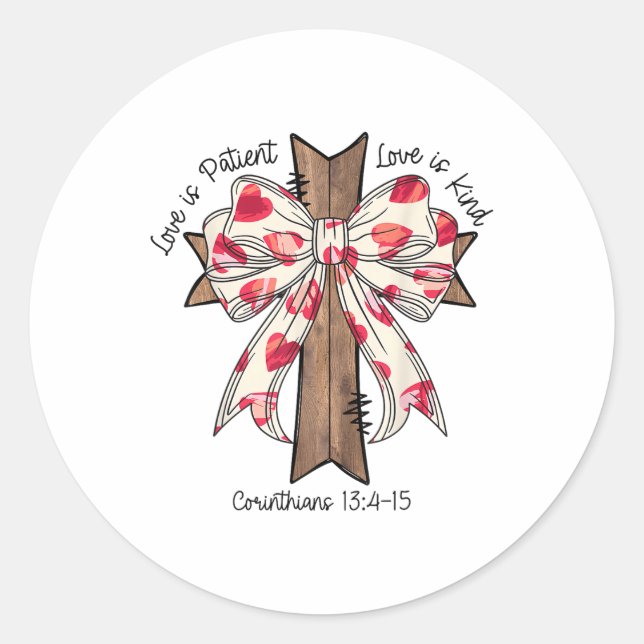 Sticker Rond Arc coquet croix Saint-Valentin Jésus verset bibli (Devant)