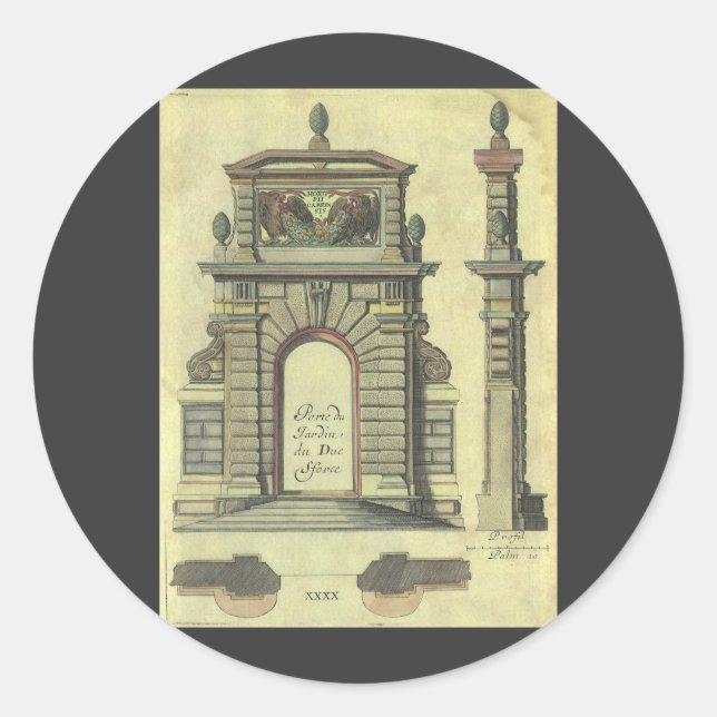 Sticker Rond Arc de porte de jardin vintage, architecture de la (Devant)