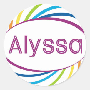 Sticker Rond Arc en arc-en-ciel cadre heureux Alyssa