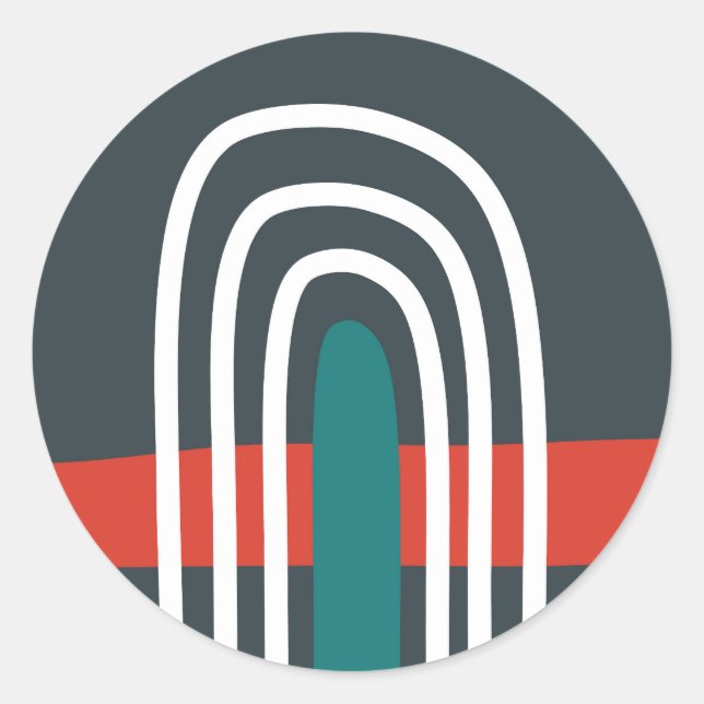 Sticker Rond Arc en arc-en-ciel, design boho abstrait (Devant)
