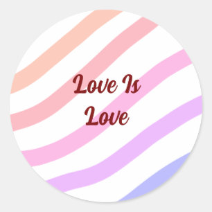 Sticker Rond Arc-en bandes colorées pastel l'amour est amour fi