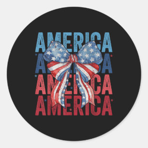 Sticker Rond Arc-en-ciel américain à ruban patriotique Drapeau 
