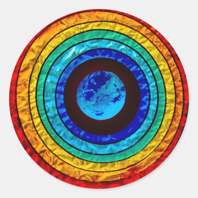 Sticker Rond Arc en ciel autour de la Terre (Devant)