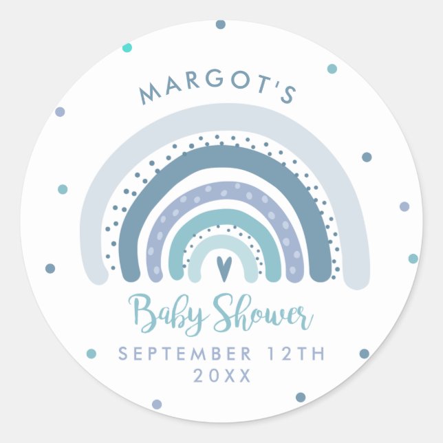 Sticker Rond Arc-en-ciel Baby shower Muet Pastel Arc-en-ciel (Devant)