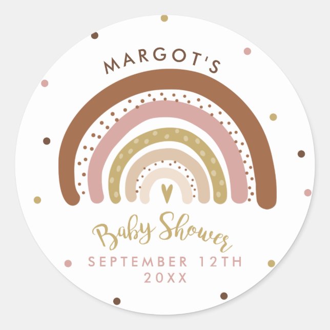 Sticker Rond Arc-en-ciel Baby shower Muet Pastel Arc-en-ciel (Devant)
