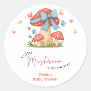 Sticker Rond Arc en ciel Bleu Fleur Bow Un Petit Champignon Bab