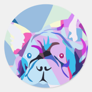 Sticker Rond Arc-en-ciel Bouledogue Français