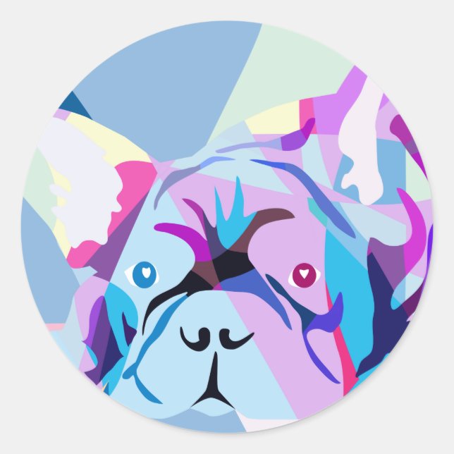 Sticker Rond Arc-en-ciel Bouledogue Français (Devant)