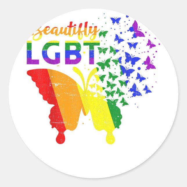 Sticker Rond Arc-en-ciel Bouton LGBT (Devant)