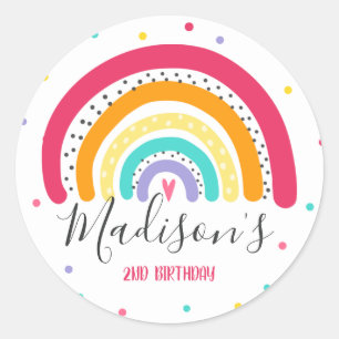 Sticker Rond Arc-en-ciel Bright Anniversaire Décorations Fête