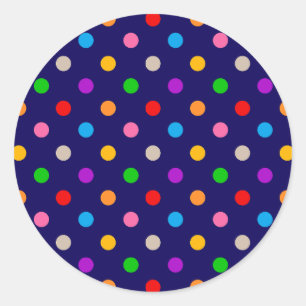 Sticker Rond Arc-en-ciel Coloré à Points Bleus