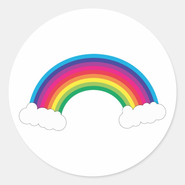 Sticker Rond Arc-en-ciel coloré et nuages blancs (Devant)