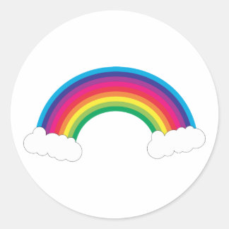 Sticker Rond Arc-en-ciel coloré et nuages blancs