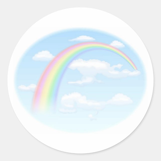 Sticker Rond Arc en ciel dans le ciel bleu (Devant)