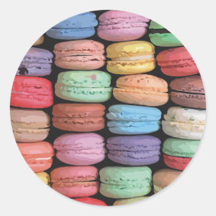Sticker Rond Arc-en-ciel des biscuits empilés de Macaron de
