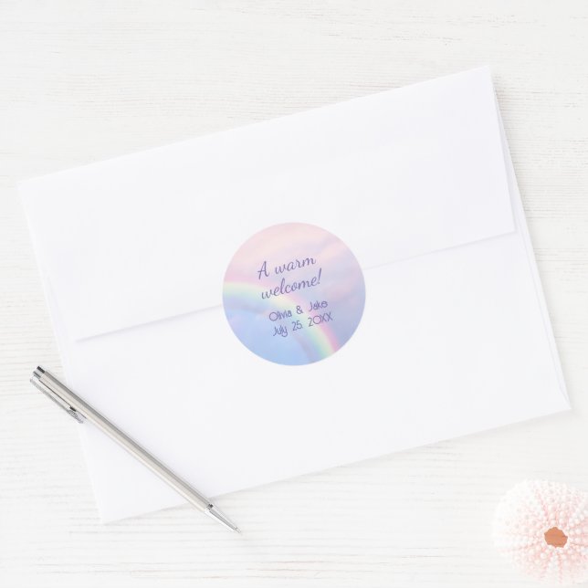 Sticker Rond Arc en ciel d'espoir - pastel, mariage (Enveloppe)