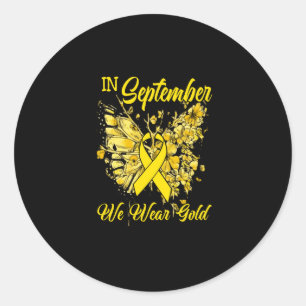 Sticker Rond Arc-en-ciel En Septembre Nous Portons Or Cancer En
