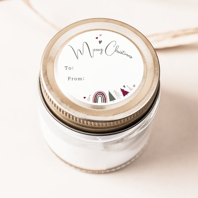 Sticker Rond Arc-en-ciel et Coeurs Joyeux Noël à partir de (Créateur téléchargé)