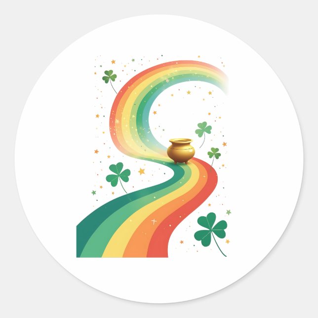 Sticker Rond Arc-en-ciel et pot d'or Imaginaire scène (Devant)