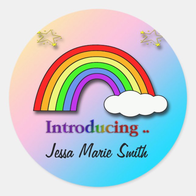 Sticker Rond Arc-en-ciel Faire-part de naissance enveloppe (Devant)