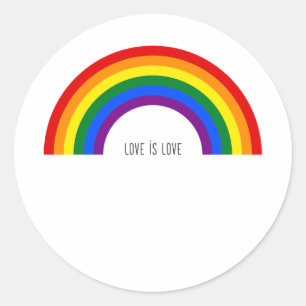 Sticker Rond Arc-en-ciel gay pride. L'amour est l'amour.