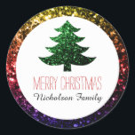 Sticker Rond Arc en ciel   Green Christmas tree scintille Drape<br><div class="desc">Beau arc-en-ciel jaune rouge violet coloré et brillant pétillants. Photo jaune,  rouge,  violet éclat coloré pas la parties scintillant réelle!</div>