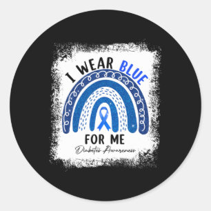 Sticker Rond Arc En Ciel Je Porte Du Ruban Bleu Pour Moi Diabèt