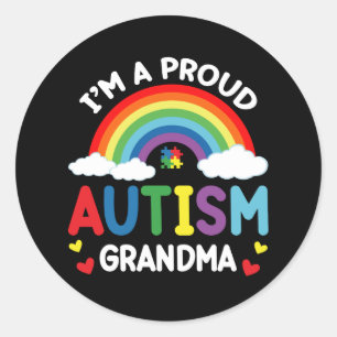 Sticker Rond Arc-en-ciel Je suis une grand-mère autiste fière S
