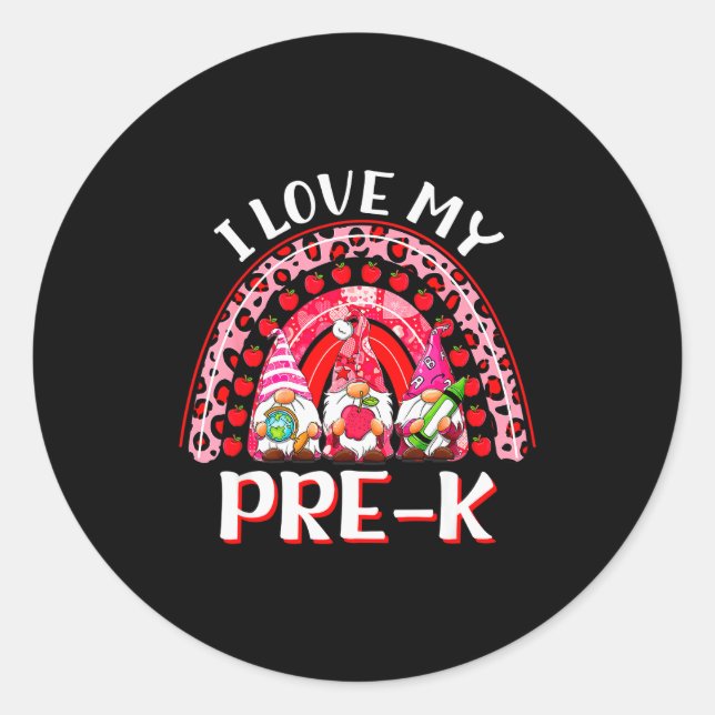 Sticker Rond Arc-en-ciel léopard J'aime mon professeur de mater (Devant)