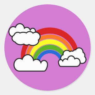 Sticker Rond Arc-en-ciel lumineux avec nuages blancs fluides