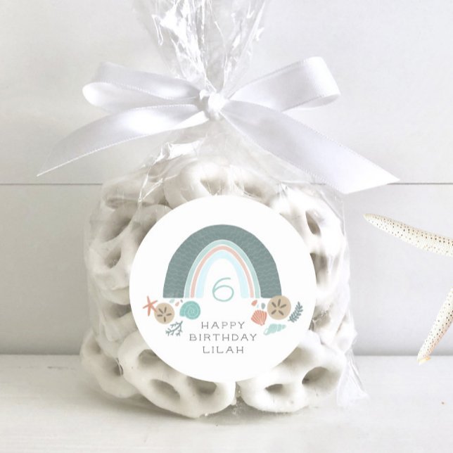 Sticker Rond Arc En Ciel Nautique Sous La Mer Anniversaire (Créateur téléchargé)