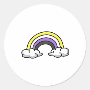 Sticker Rond Arc-en-ciel non binaire mignon
