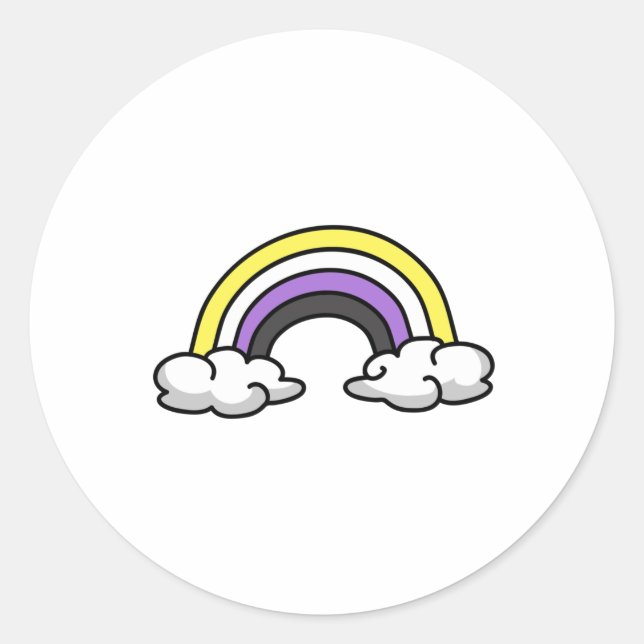 Sticker Rond Arc-en-ciel Nonbinaire Mignon (Devant)