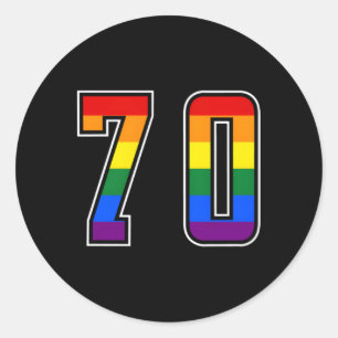 Sticker Rond Arc-en-ciel Numéro 70 Équipe Junior Numéroté Unifo