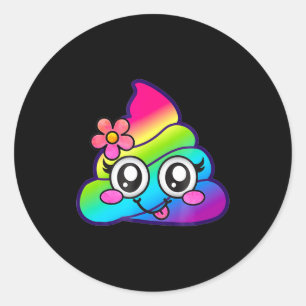 Sticker Rond Arc-en-ciel Op Emoji Licorne Mignonne O Fleur Idio
