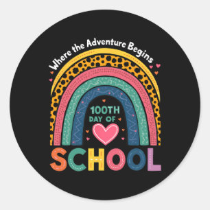 Sticker Rond Arc En Ciel Où L'Aventure Commence Le 100E Jour De