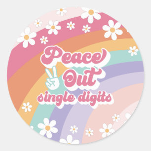 Sticker Rond Arc-en-ciel Peace Out Chiffres Simples 10e Anniver