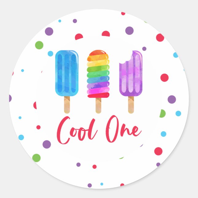 Sticker Rond Arc-en-ciel Pop Cool One 1er Anniversaire (Devant)